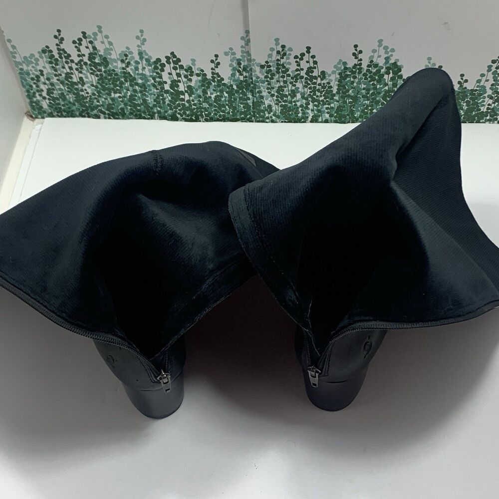 BORN Black Leather Tall Stacked Heel Boots 9.5 Womens - Picture 16 of 16